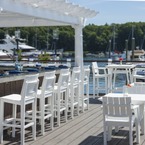 Bar stools and dining chairs made from enviro-wood, available in 18 colours, in a Yacht Club