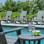 Modern Adirondack chairs made from enviro-wood, available in 18 colours, at the pool area