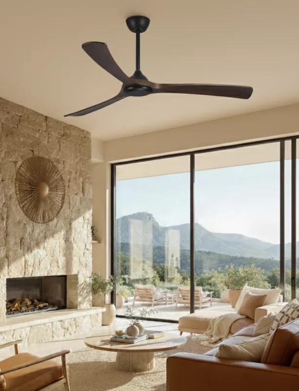 Ventilador de techo Norfolk Aero en ambiente interior contemporáneo, diseño ligero y discreto