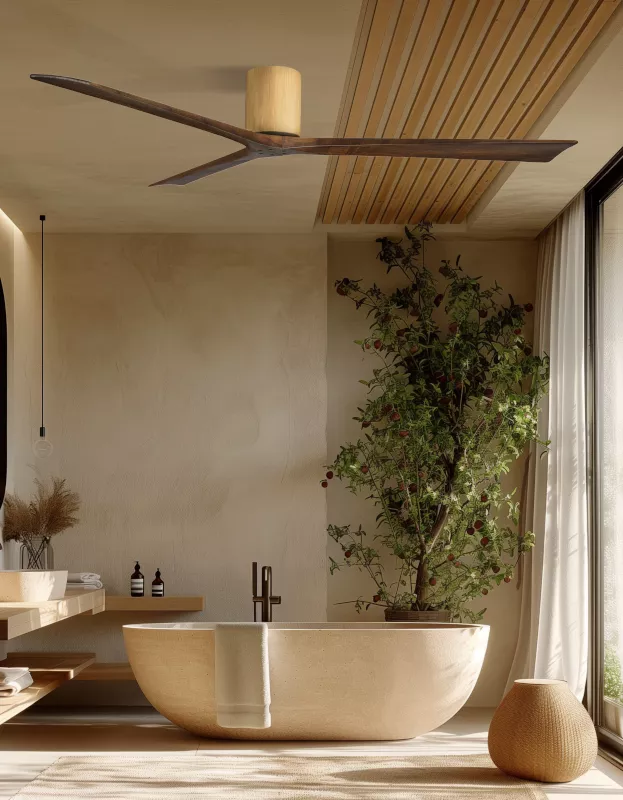 Ventilador de techo Irene 3 Hugger sin luz, diseño de tres aspas y perfil bajo