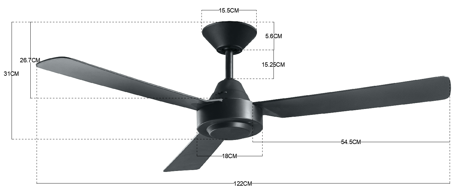 Calypso Deckenventilator Ø 122 cm, schwarz