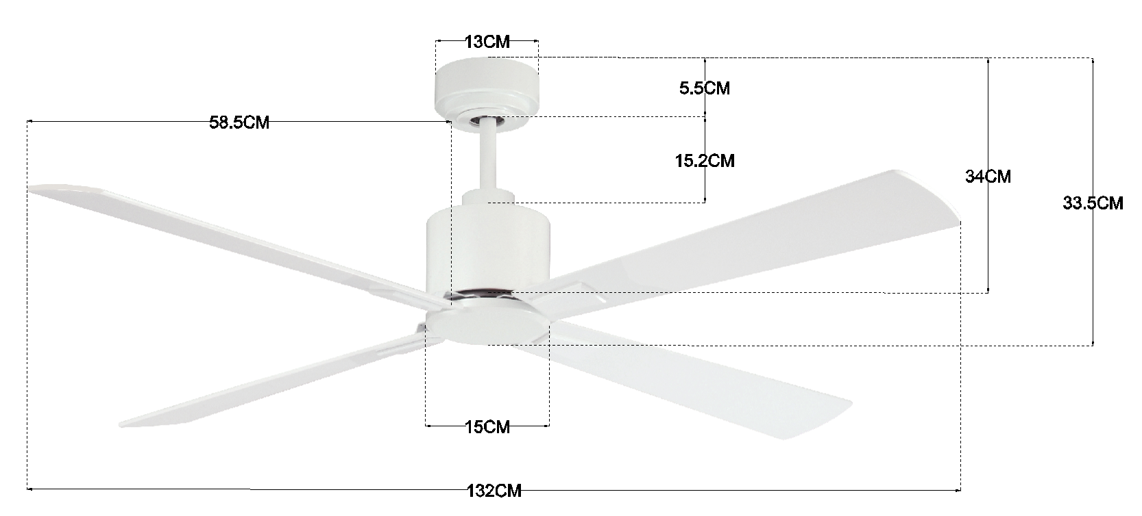 Clima DC-Deckenventilator Ø 132 cm, weiss