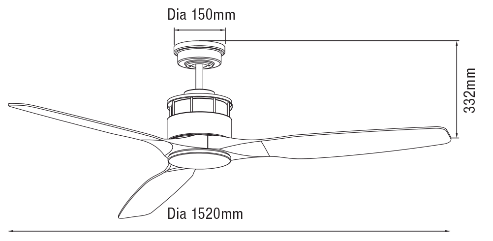 AC ventilator in Holzdesign mit 152 cm Durchmesser 