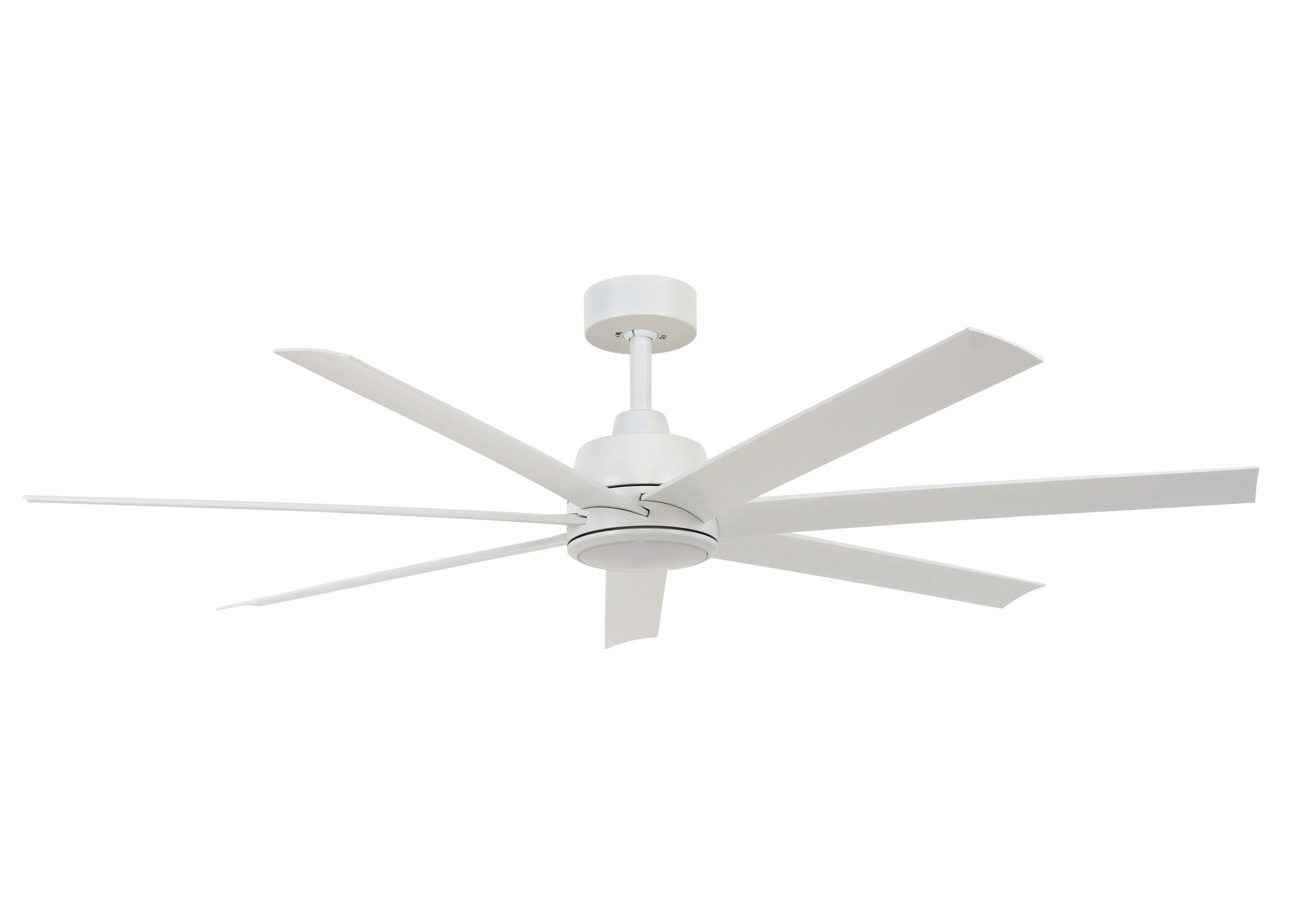 Großer Deckenventilator Atlantis II in Weiß mit LED-Licht, 7 Flügeln und Sommer-/Winterfunktion.