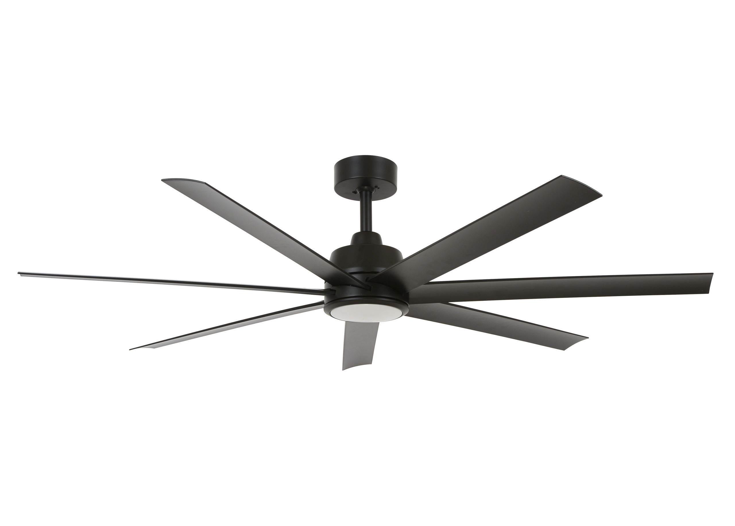 Deckenventilator Atlantis II in Schwarz, energieeffizienter DC-Motor, 7 Flügel, LED-Beleuchtung.